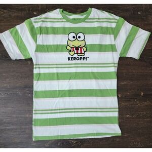 Sanrio Keroppi Green White Stripe Embroidered‎ BOX LUNCH T-Shirt Adult XS
